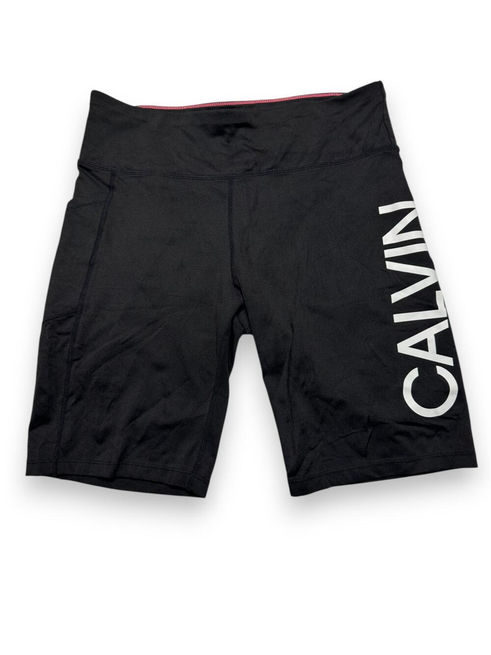Calvin Klein Black/White Compression Athletic Shorts With Logo Women's Large